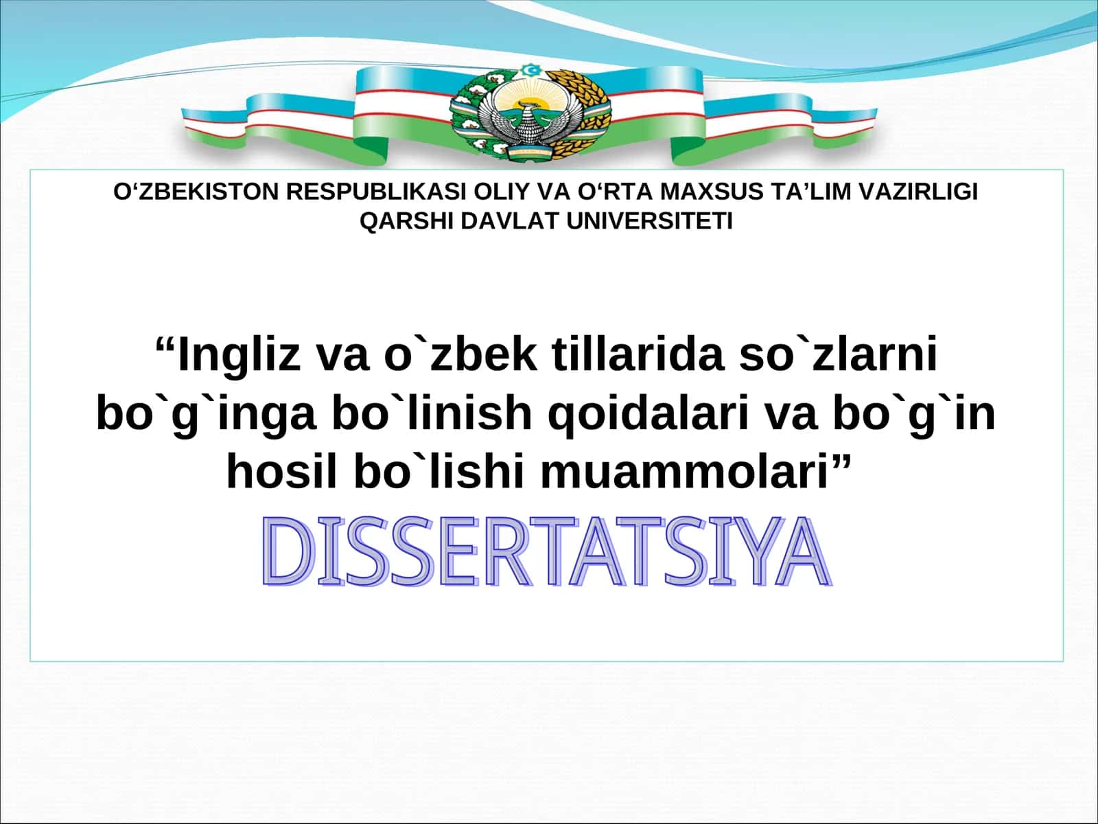 Ingliz va o`zbek tillarida so`zlarni bo`g`inga bo`linish qoidalari va bo`g`in hosil bo`lishi muammolari 1