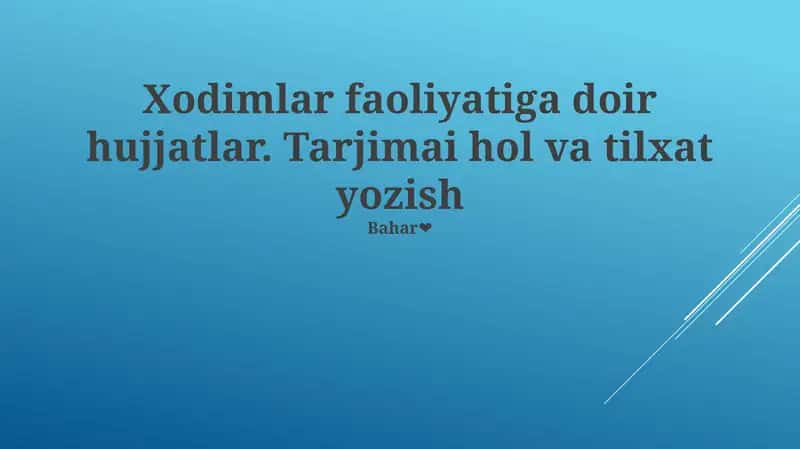 Xodimlar faoliyatiga doir hujjatlar 1