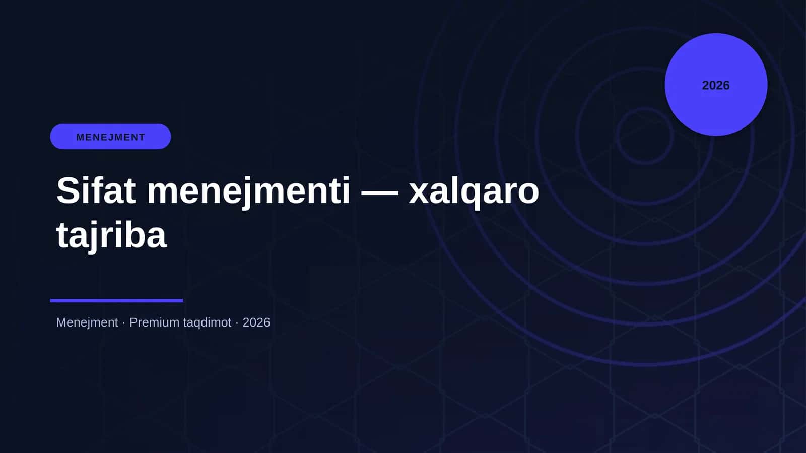 Sifat menejmenti — xalqaro tajriba 1
