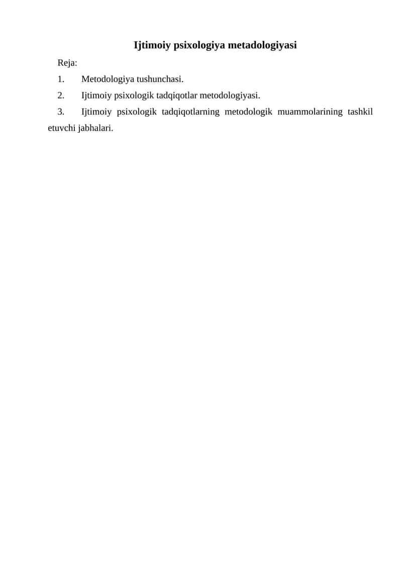 Ijtimoiy psixologiya metadologiyasi 1