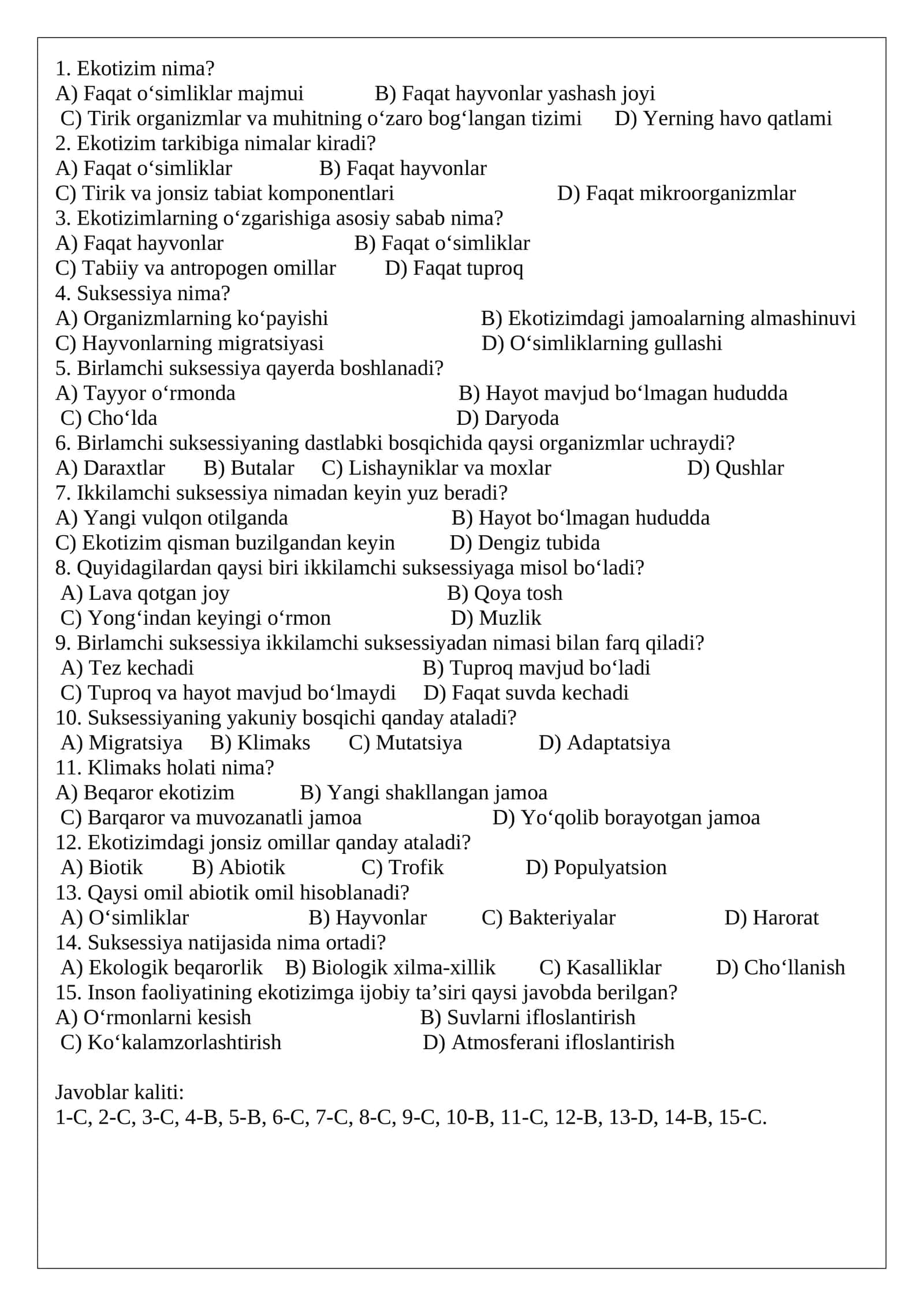 Ekotizim nima? 1
