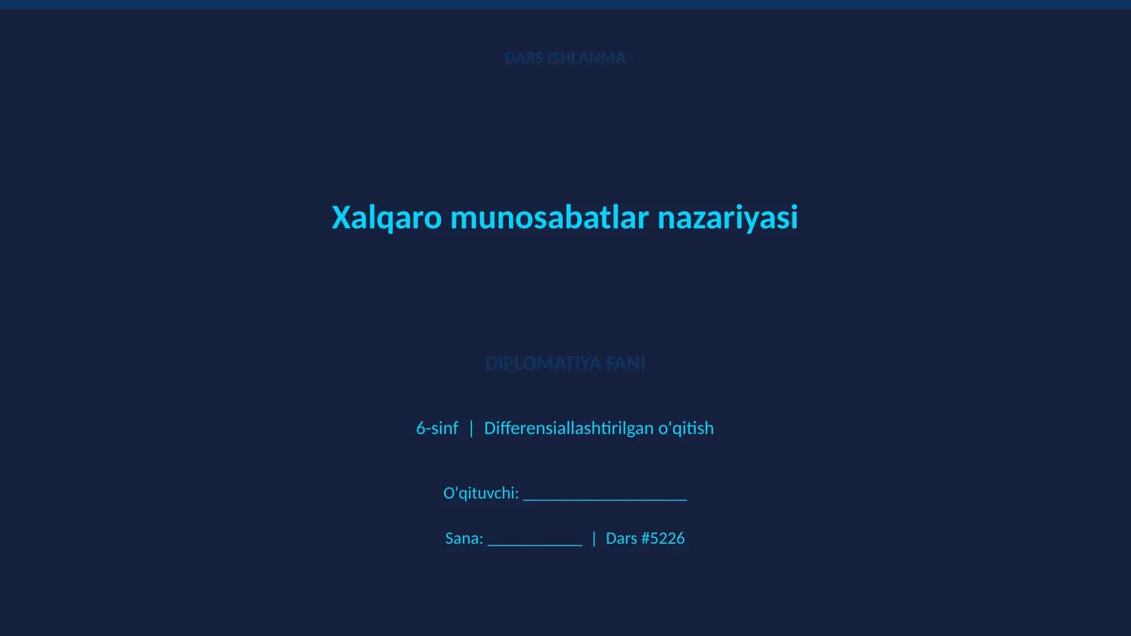 Xalqaro munosabatlar nazariyasi 1