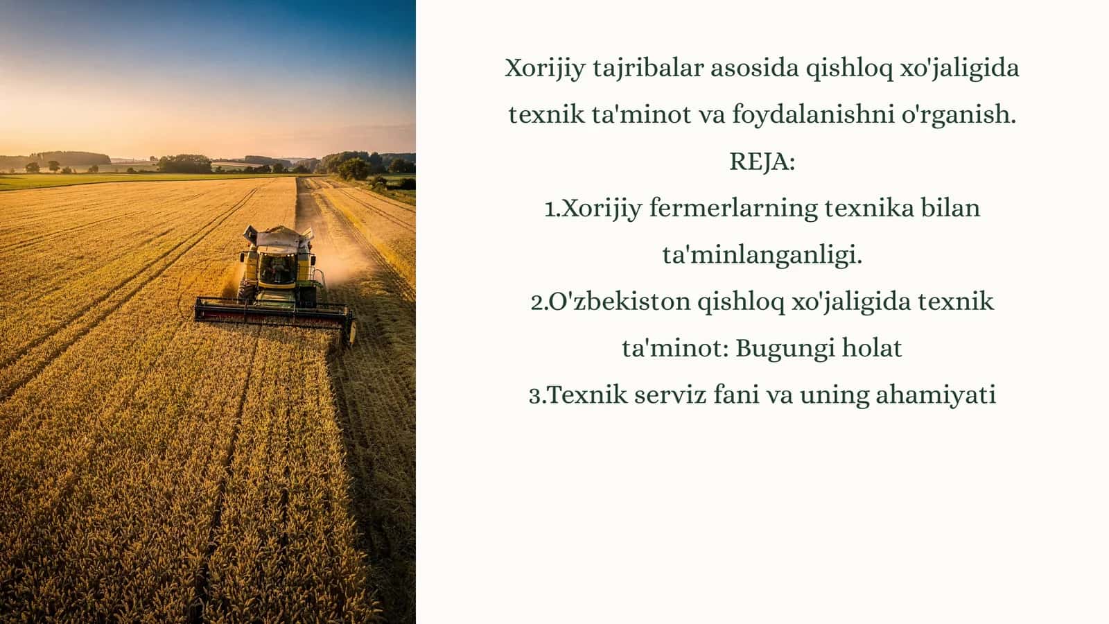 Jahon qishloq xo'jaligida texnik innovatsiyalar: Global tendensiyalar 1