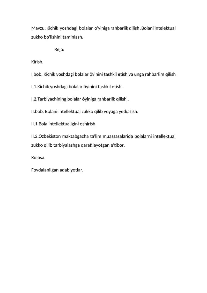 Kichik yoshdagi bolalar o'yiniga rahbarlik qilish 1