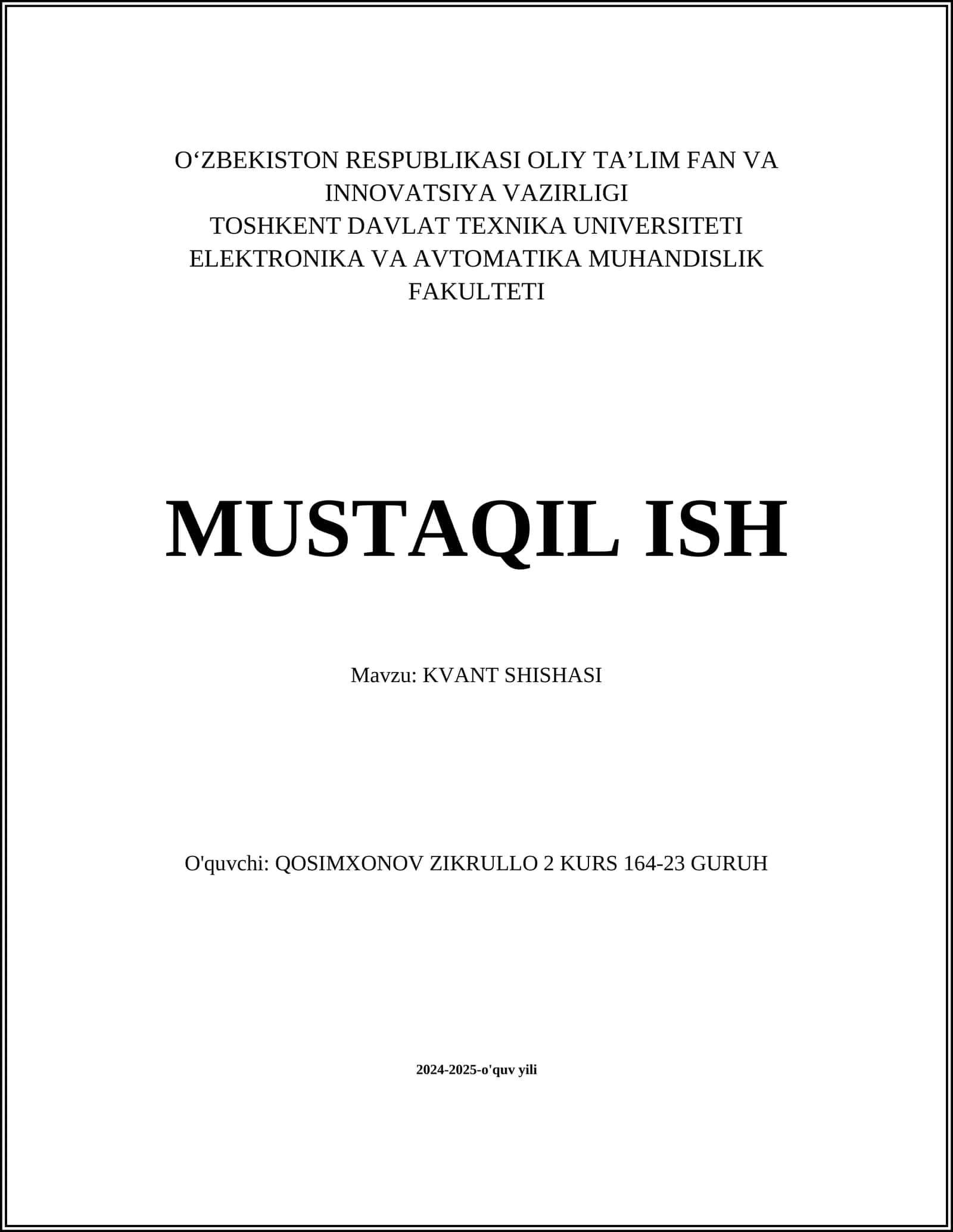 KVANT SHISHASI 1