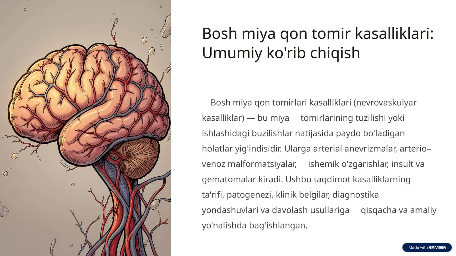 Bosh miya qon tomir kasalliklari: Umumiy ko'rib chiqish 1