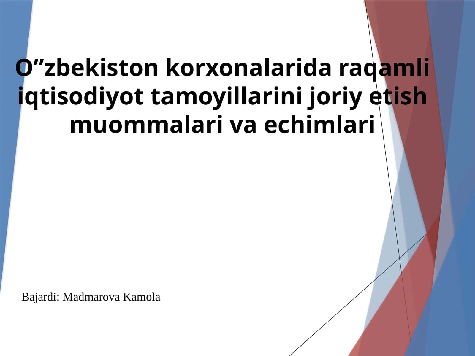 O”zbekiston korxonalarida raqamliiqtisodiyot tamoyillarini joriyetish muommolari va yechimlari 1