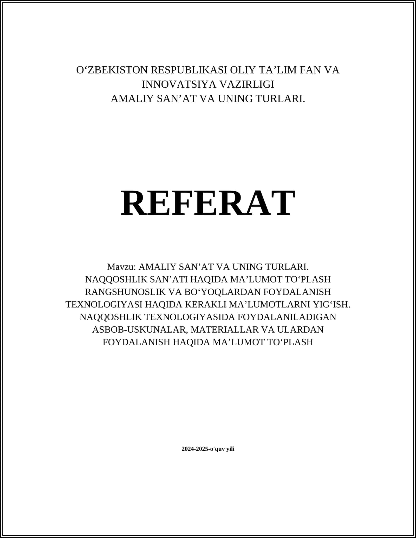 AMALIY SAN’AT VA UNING TURLARI 1