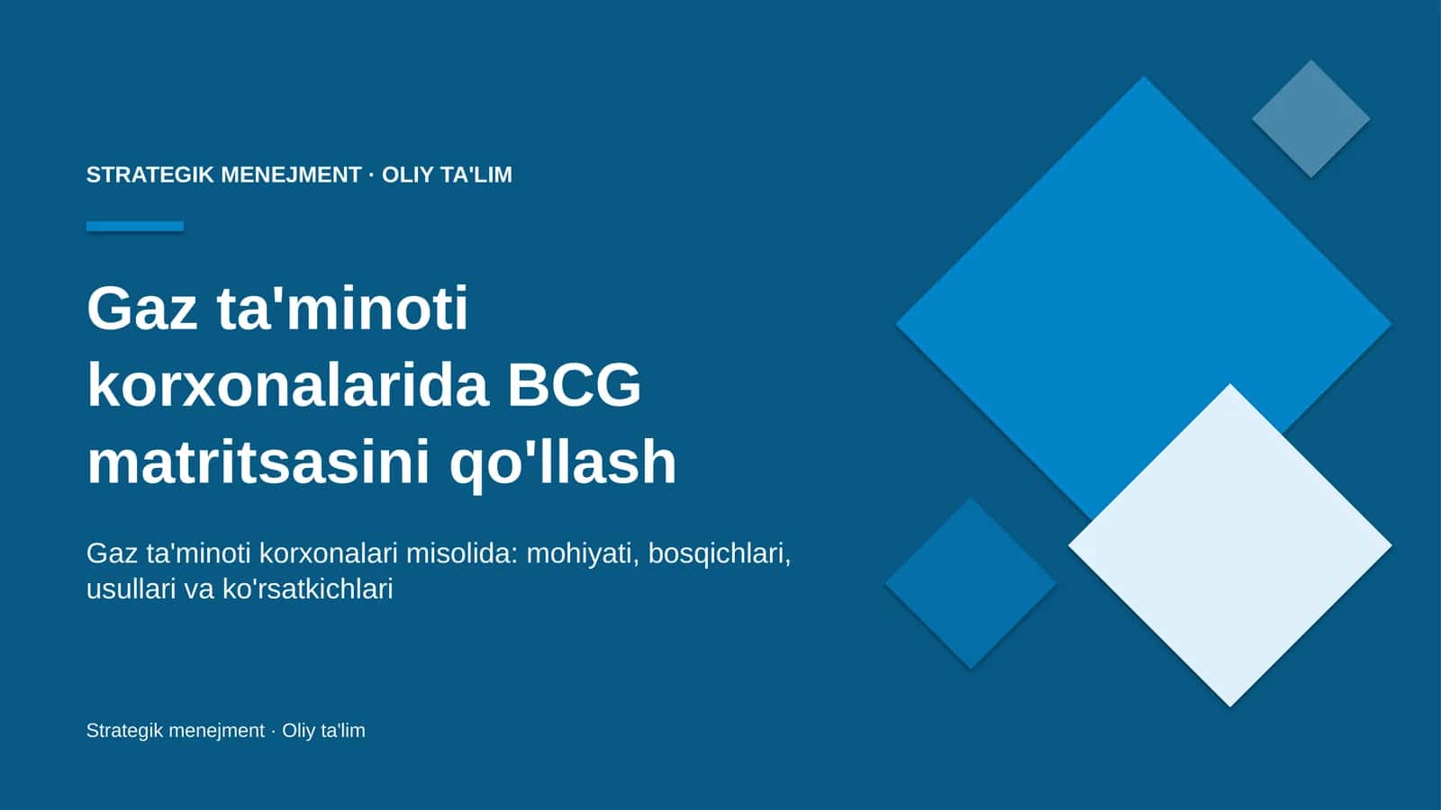 Gaz ta'minoti korxonalarida BCG matritsasini qo'llash 1