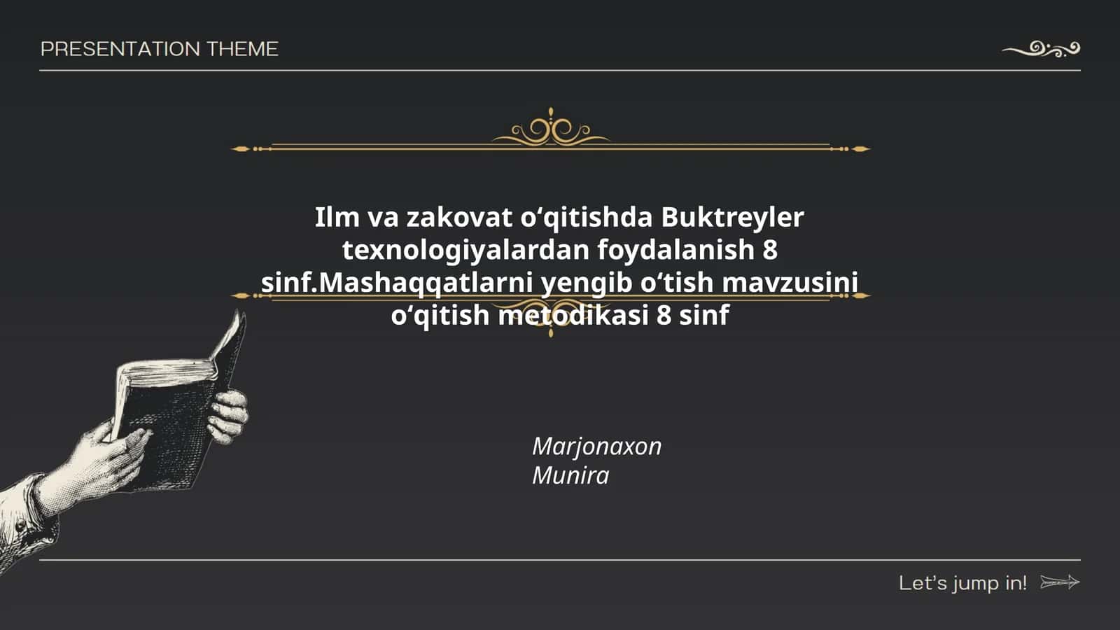 Mashaqqatlarni yengib oʻtish mavzusini oʻqitish metodikasi 8 sinf 1