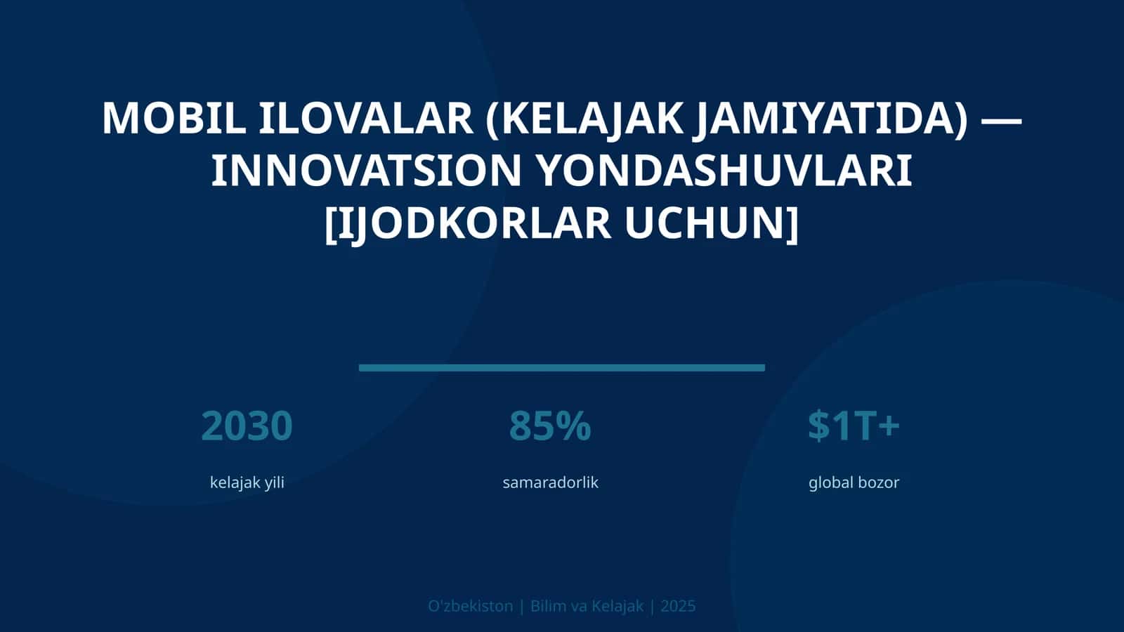 MOBIL ILOVALAR (KELAJAK JAMIYATIDA) — INNOVATSION YONDASHUVLARI [IJODKORLAR UCHUN] 1