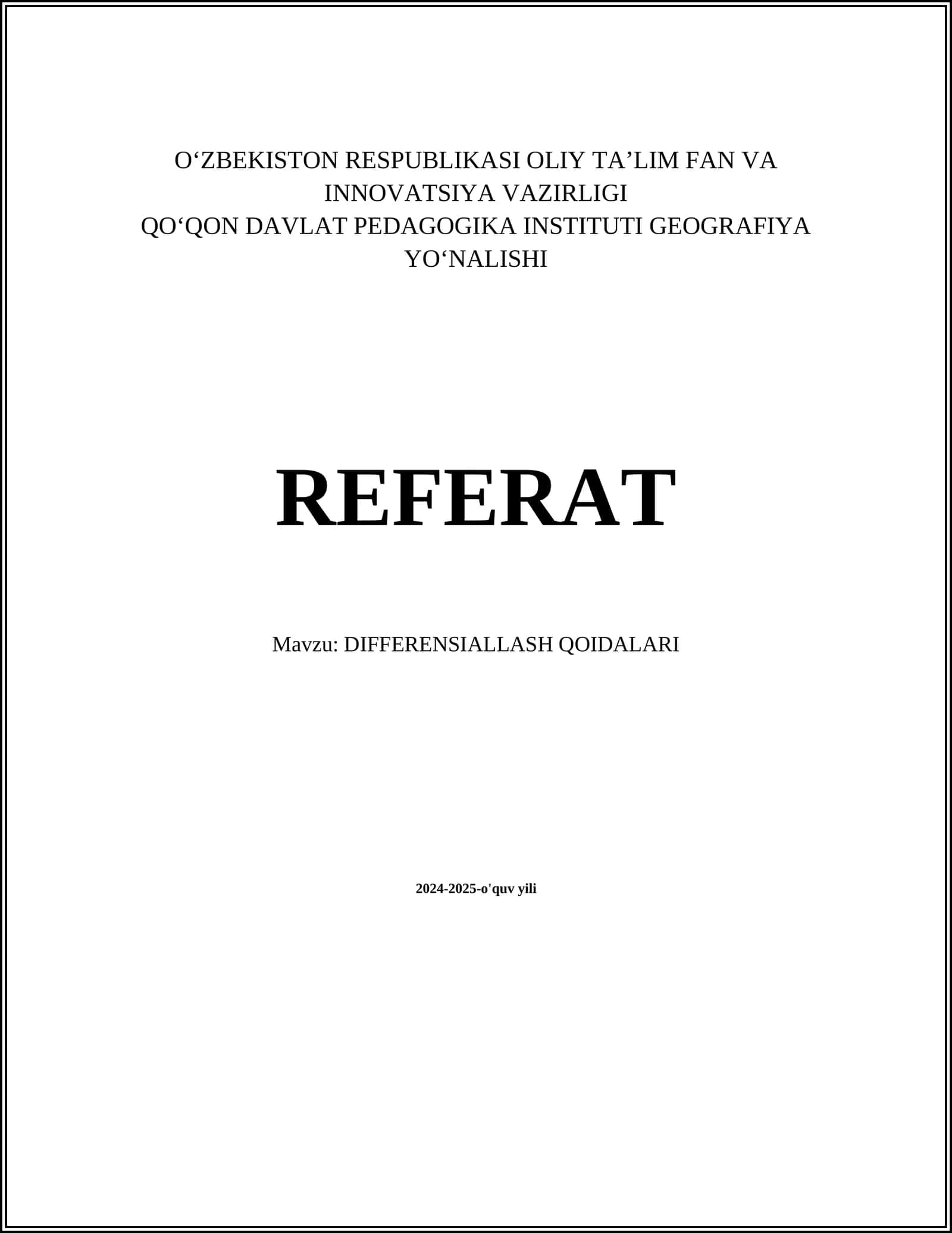 DIFFERENSIALLASH QOIDALARI 1