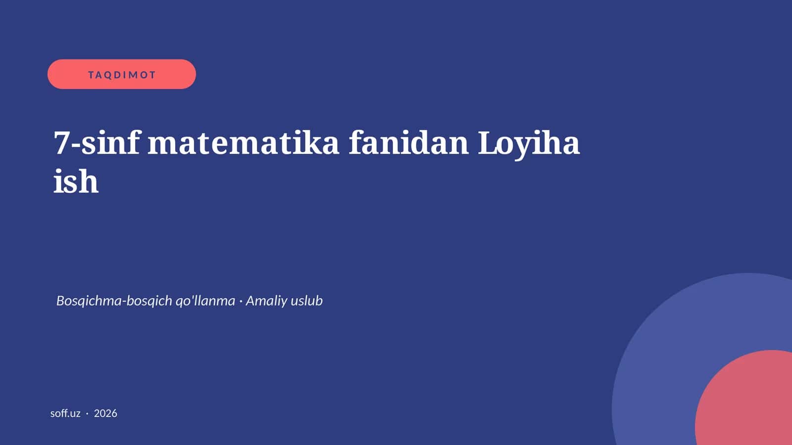7-sinf matematika fanidan Loyiha ish 1