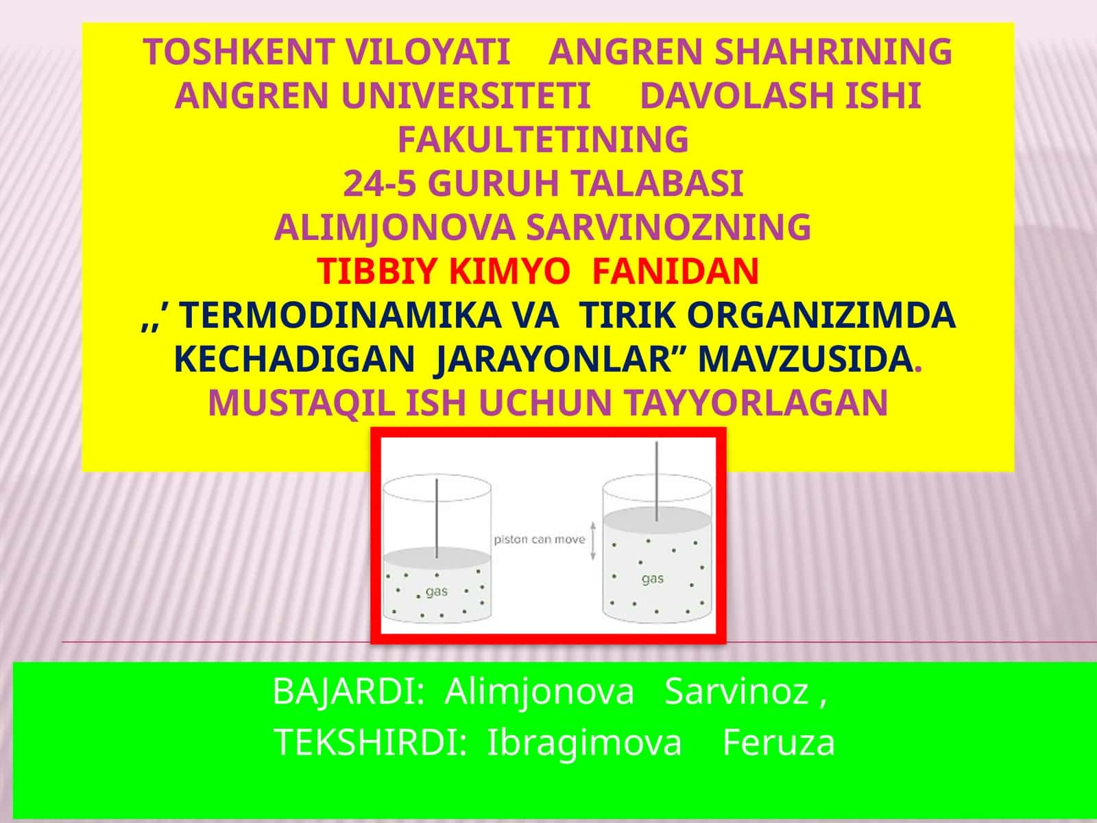 Termodinamika va tirik organizimda kechadigan jarayonlar 1