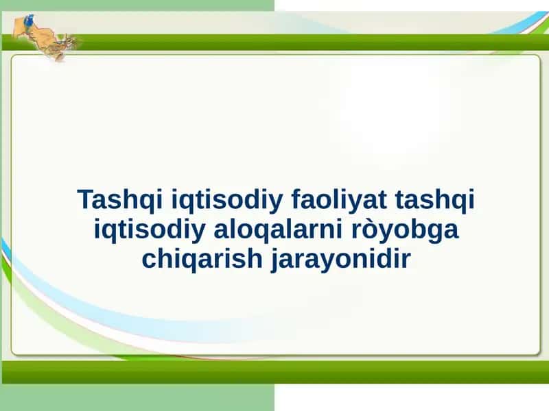 Tashqiiqtisodiy faoliyat 1