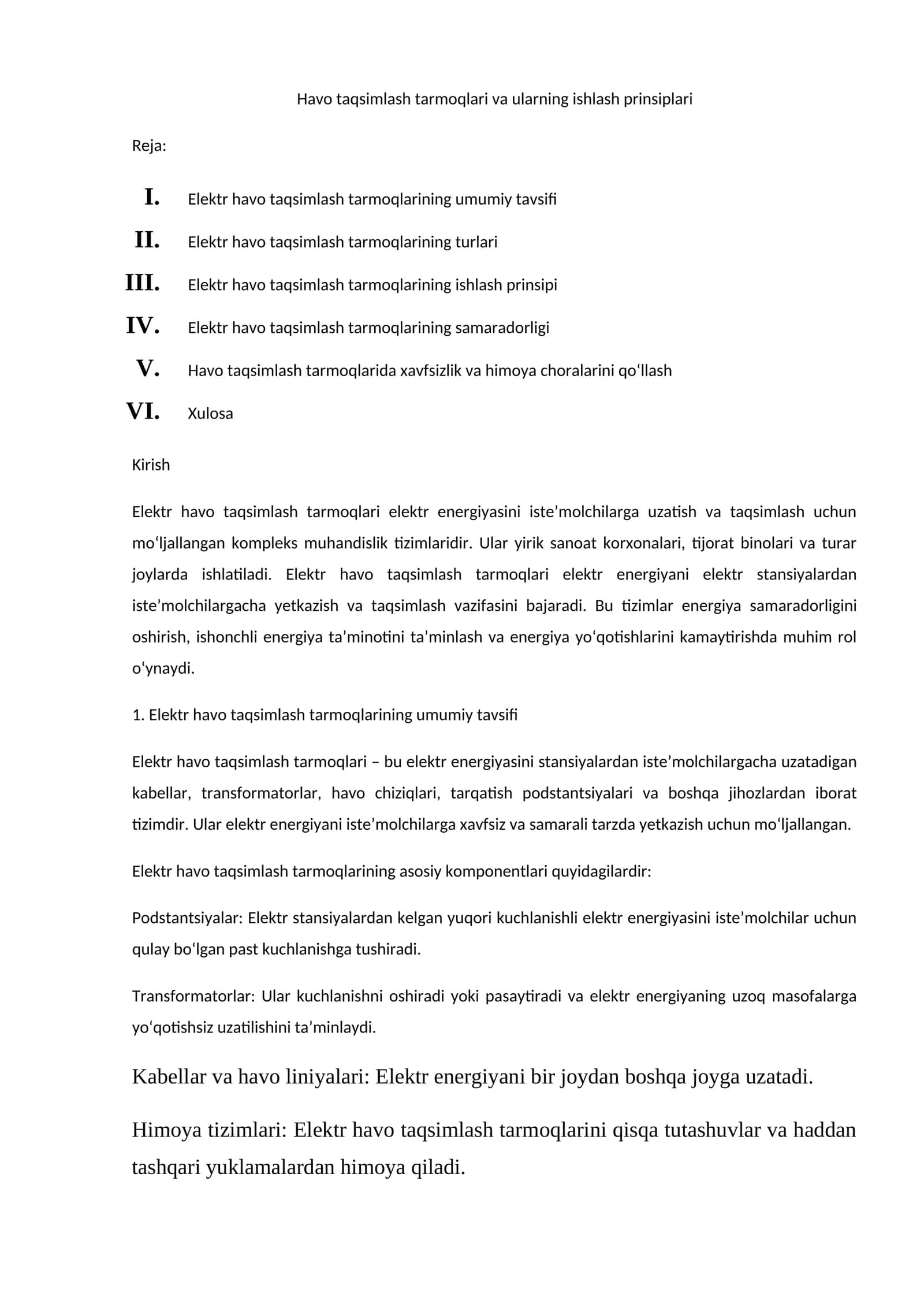 Havo taqsimlash tarmoqlari va ularning ishlash prinsiplari 1