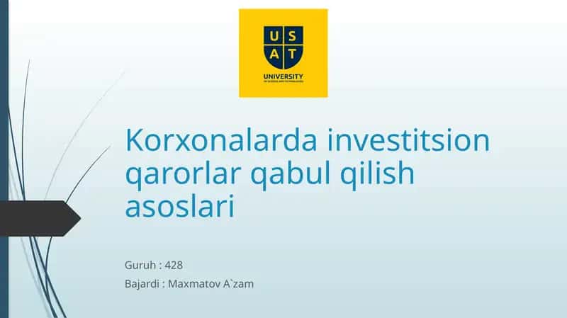 Korxonalardainvestitsionqarorlarqabulqilishasoslari 1