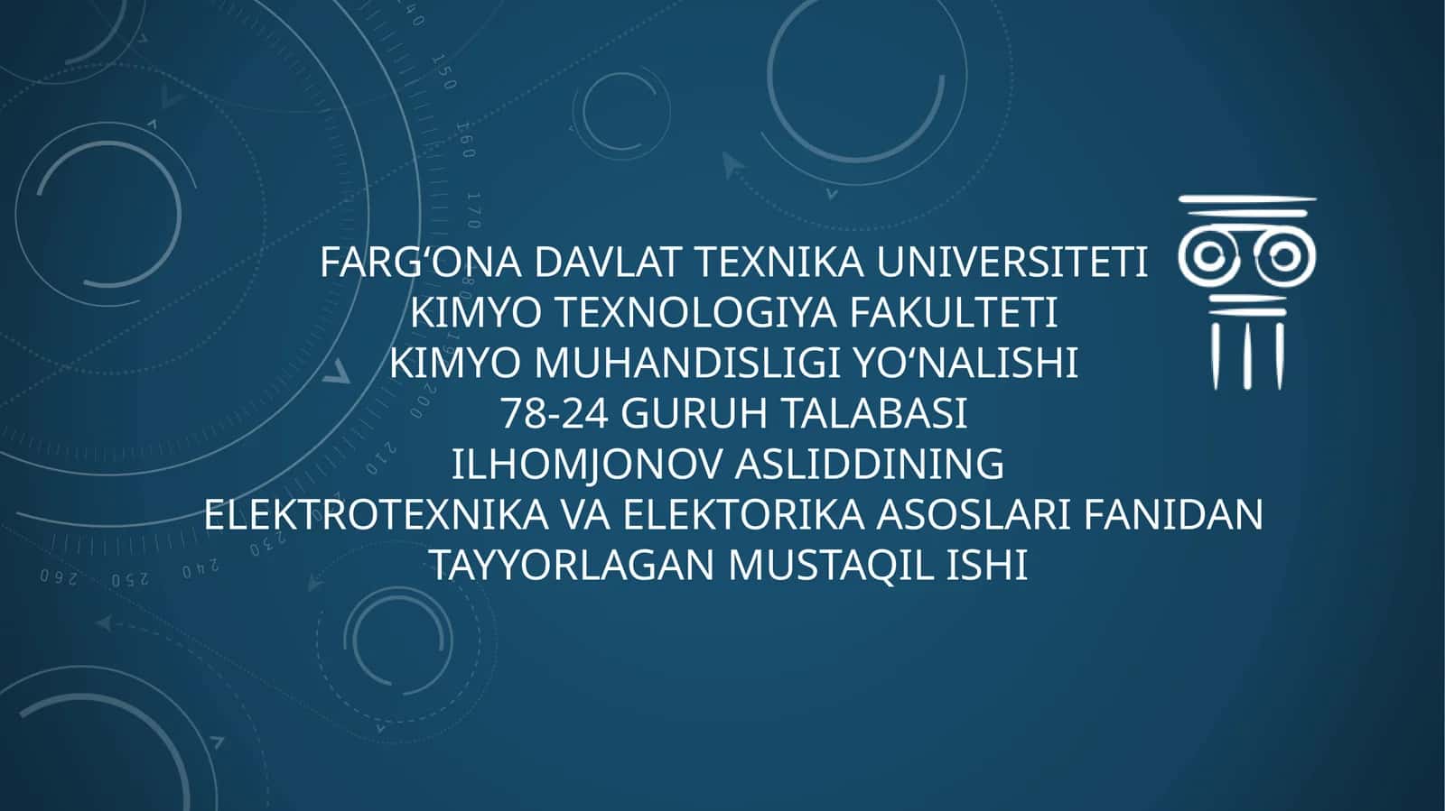 Elektrotexnika va elektorika asoslari fanidan tayyorlagan Mustaqil ishi 1