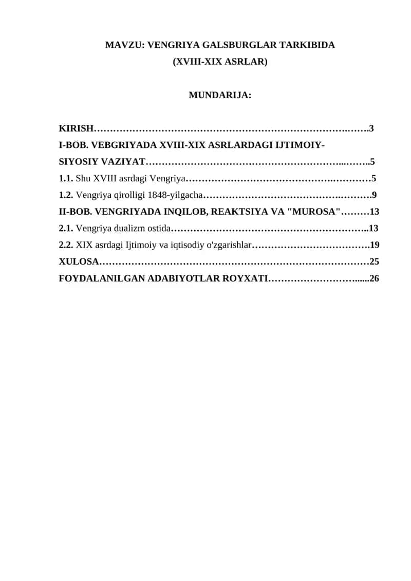 VENGRIYA GALSBURGLAR TARKIBIDA (XVIII-XIX ASRLAR) 1