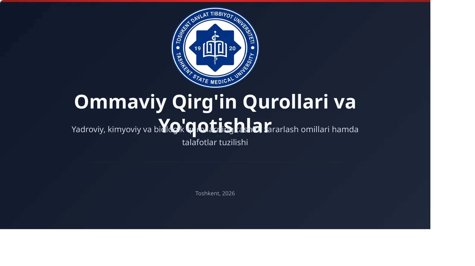 Ommaviy Qirg'in Qurollari va Yo'qotishlar 1