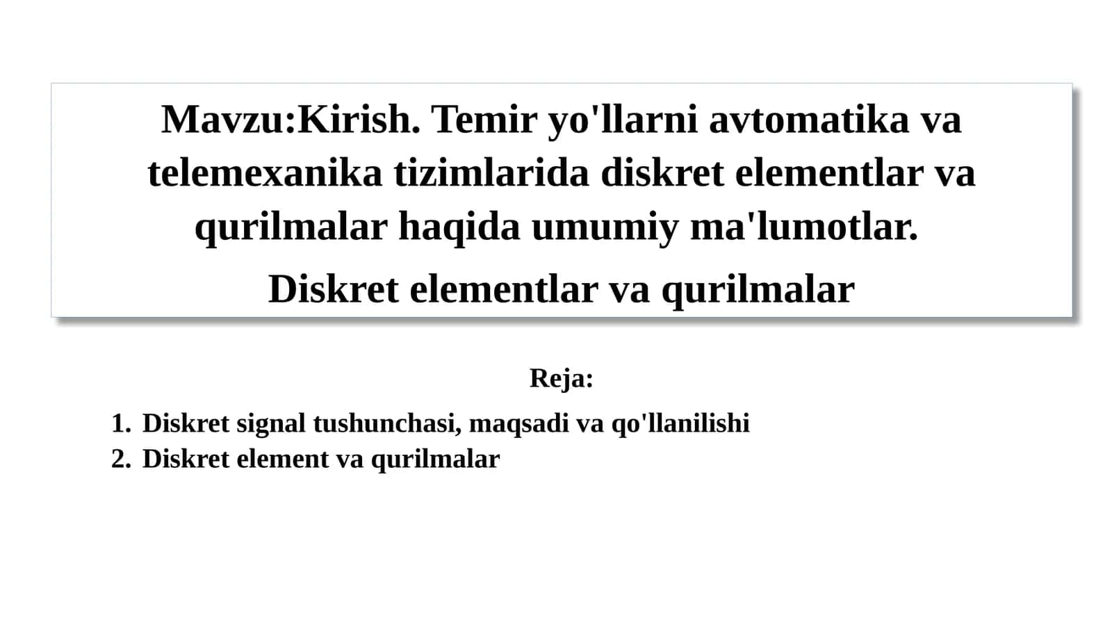 Diskret elementlar va qurilmalar 1