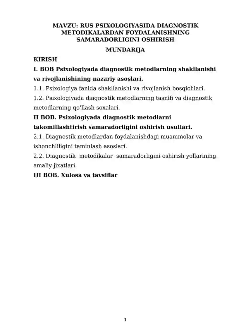 RUS PSIXOLOGIYASIDA DIAGNOSTIK METODIKALARDAN FOYDALANISHNING SAMARADORLIGINI OSHIRISH 1