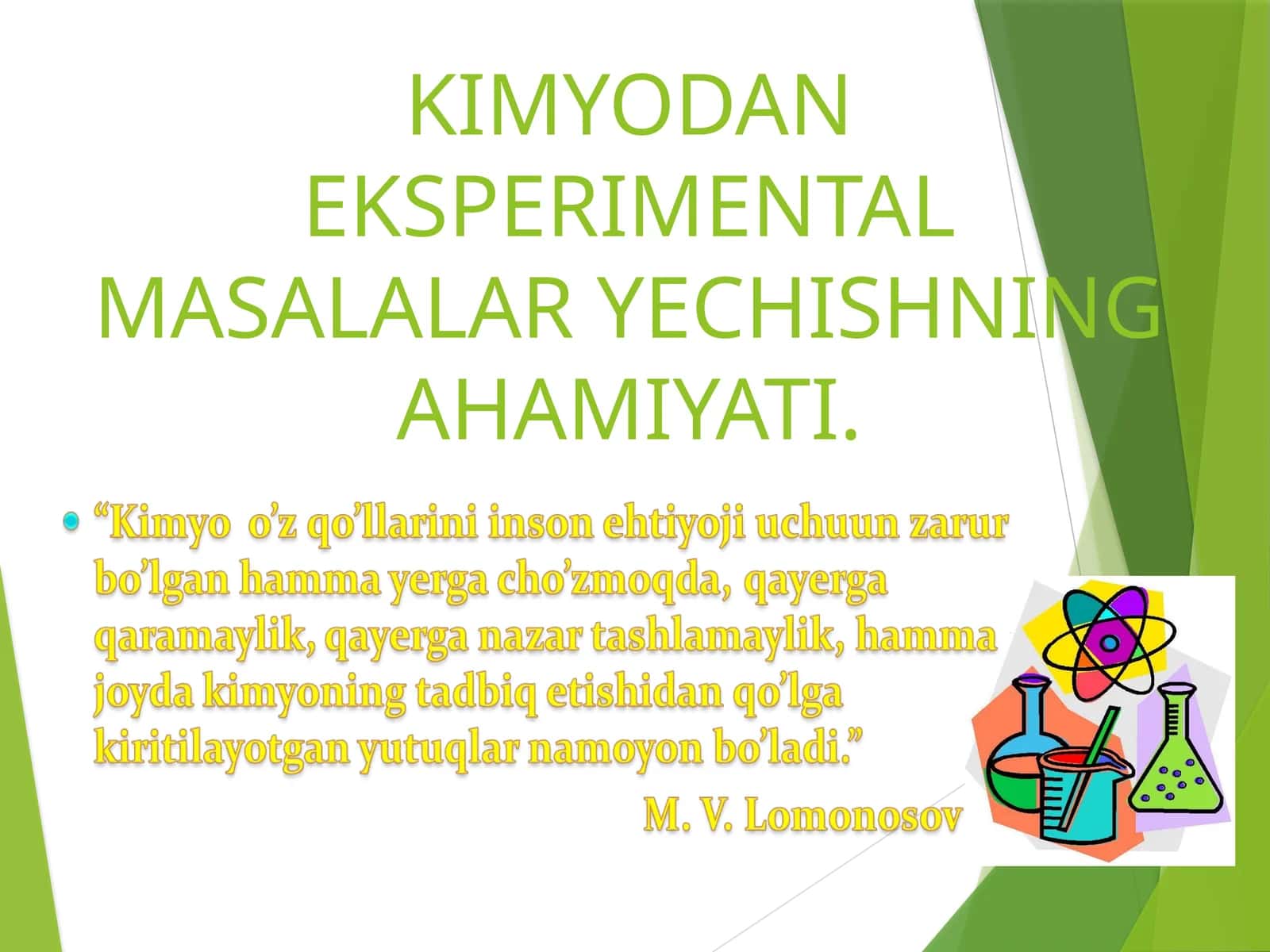 KIMYODAN EKSPERIMENTAL MASALALAR YECHISHNING AHAMIYATI 1