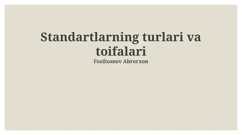 Standartlarning turlari va toifalari 1