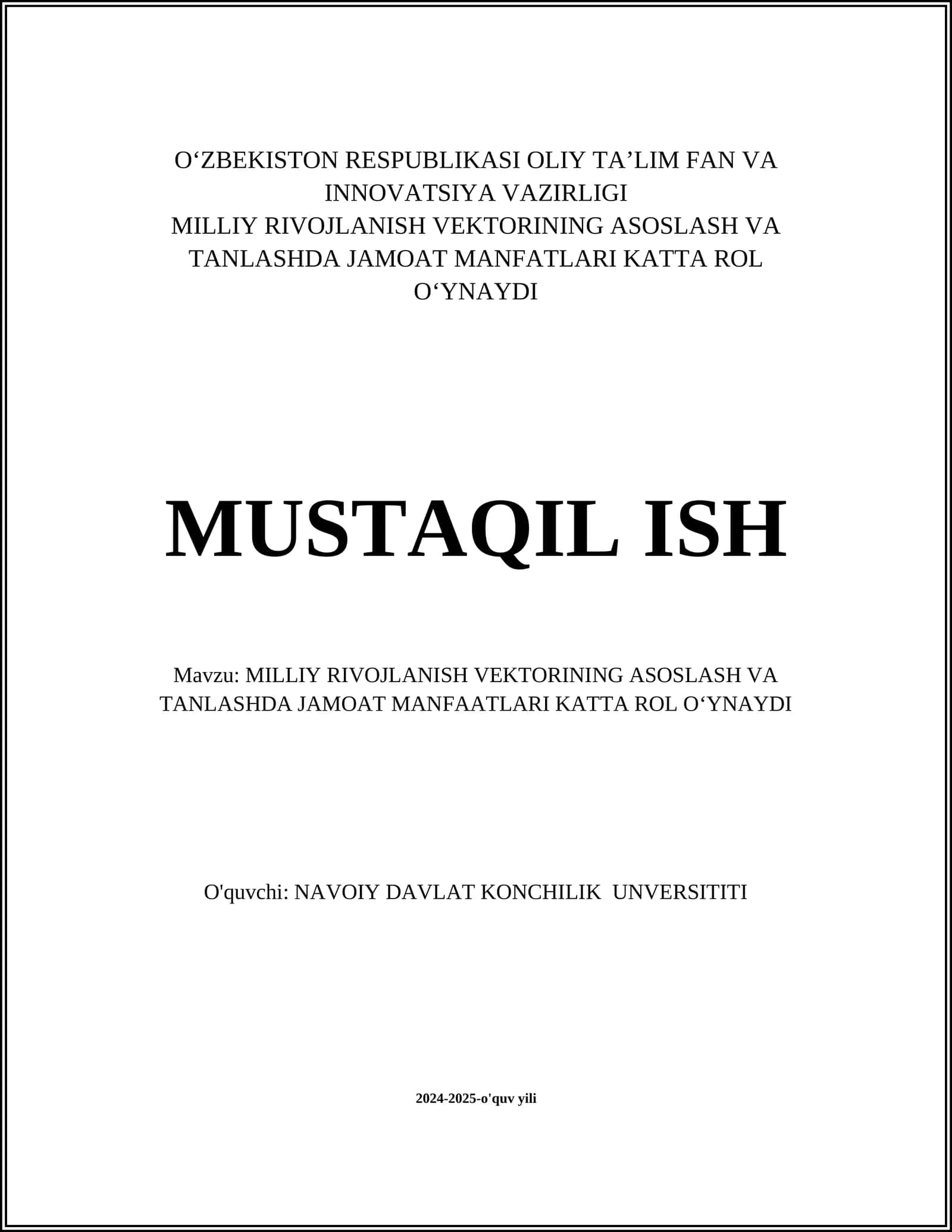 Milliy Rivojlanish Strategiyalari 1