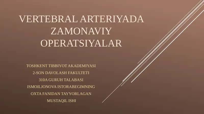 Vertebralarteriya operatsiyasi 1