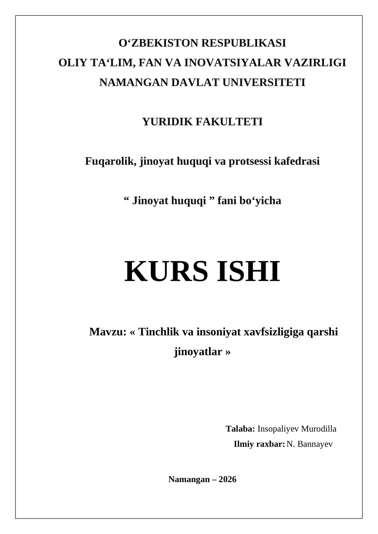 Tinchlik va insoniyat xavfsizligiga qarshi jinoyatlar 1