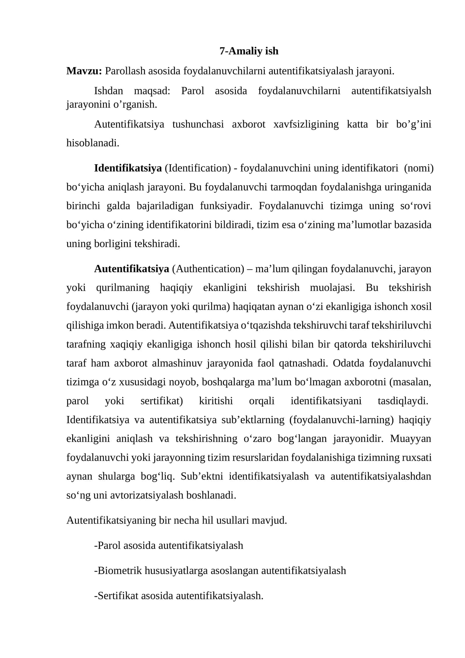 Parollash asosida foydalanuvchilarni autentifikatsiyalash 1