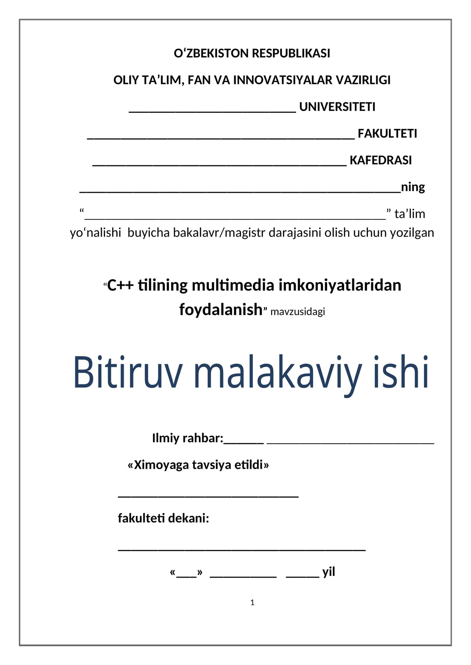 C++ tilining multimedia imkoniyatlaridan foydalanish 1