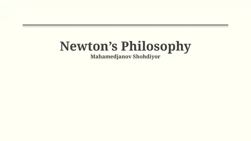 Newton's Philosophy 1