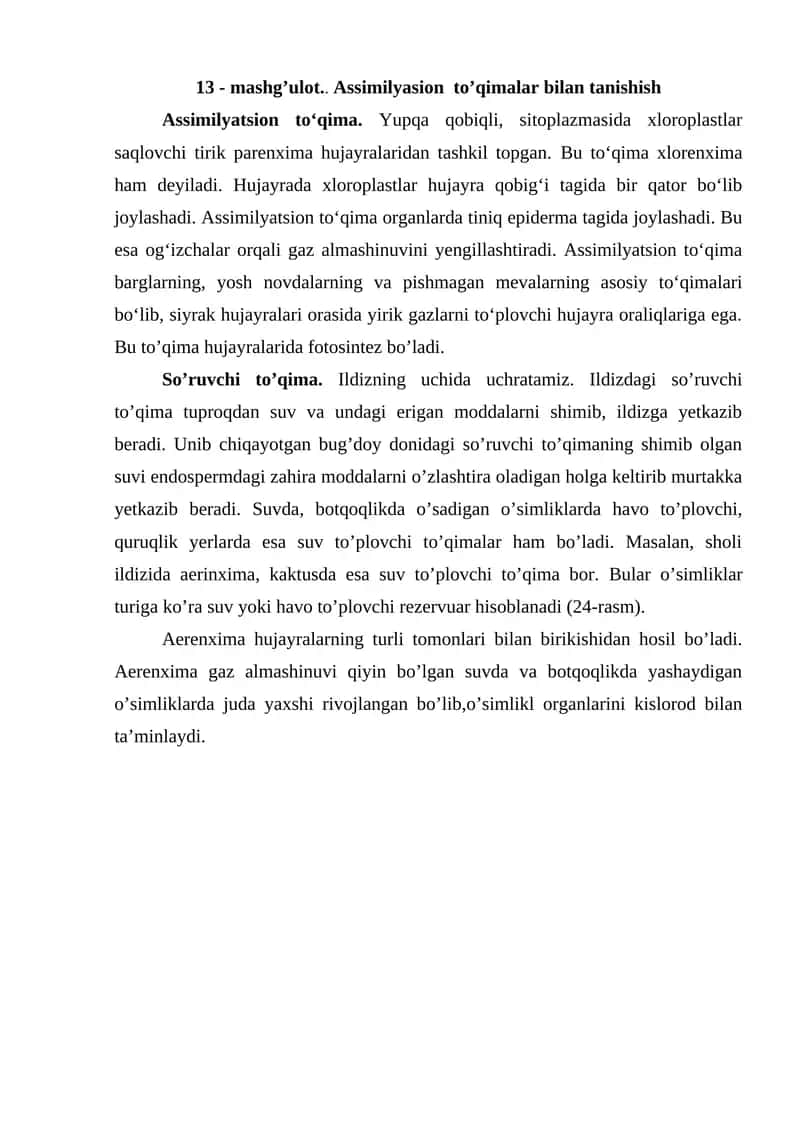 Assimilyatsion to'qima 1