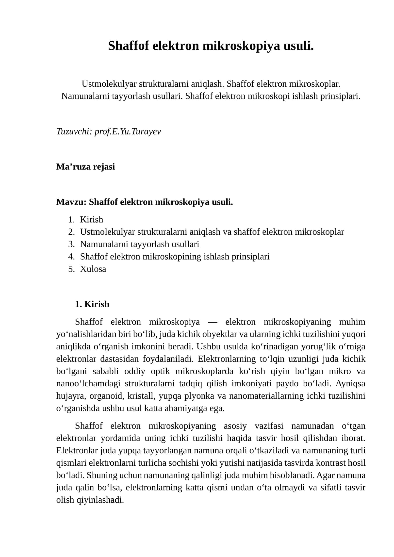 Shaffof elektron mikroskopiya usuli 1
