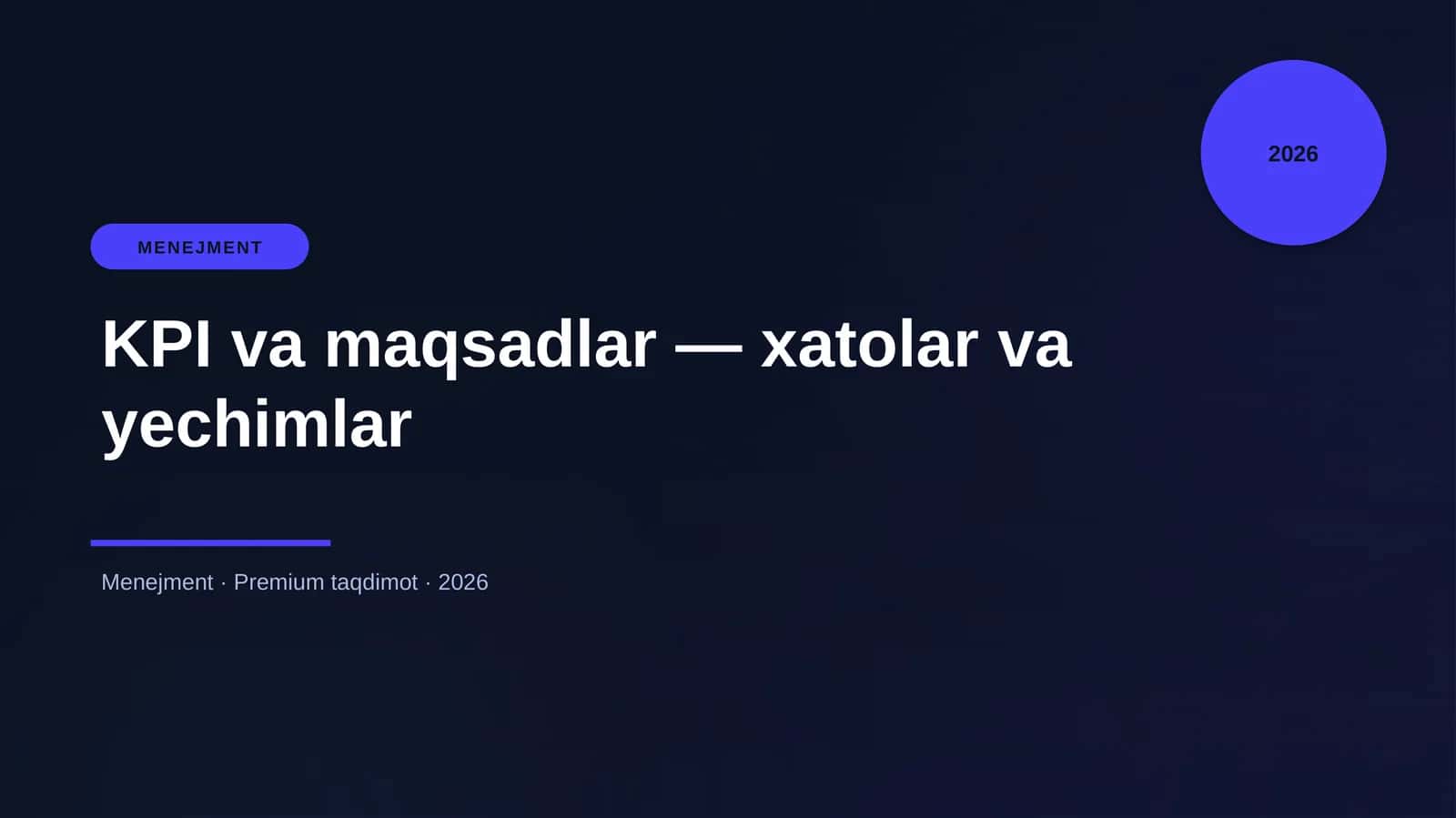KPI va maqsadlar — xatolar va yechimlar 1