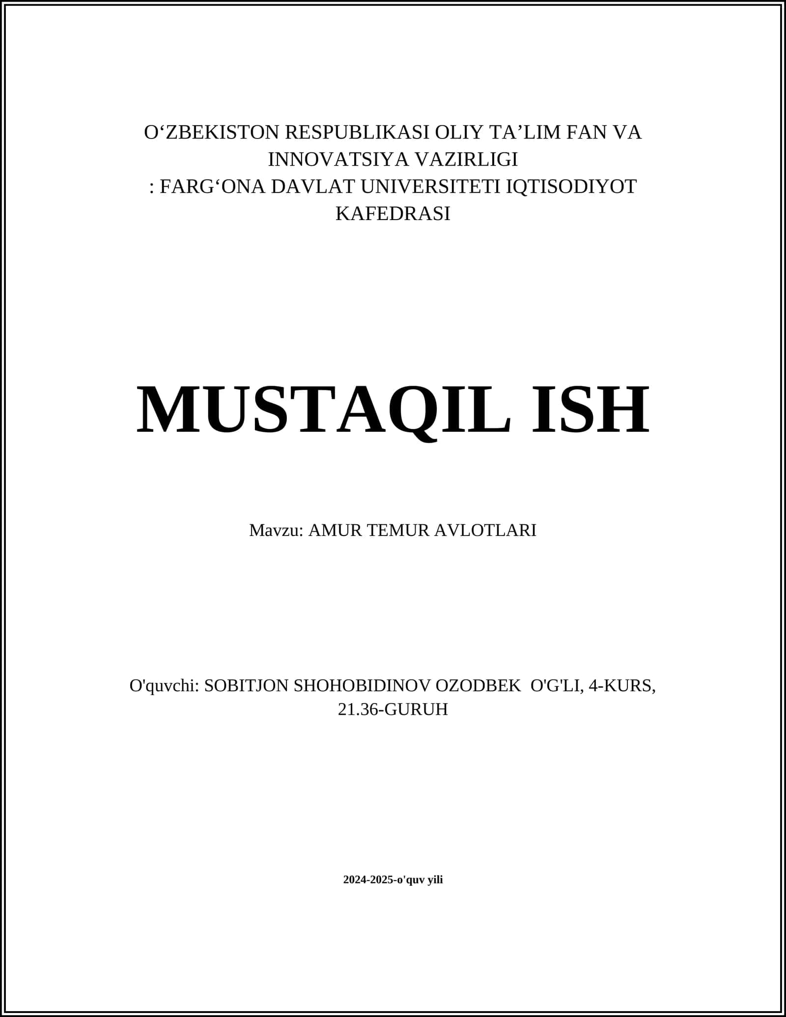 AMUR TEMUR AVLOTLARI 1