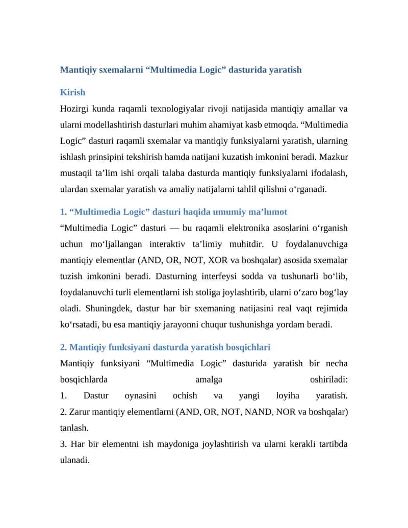 Multimedia Logic dasturi 1