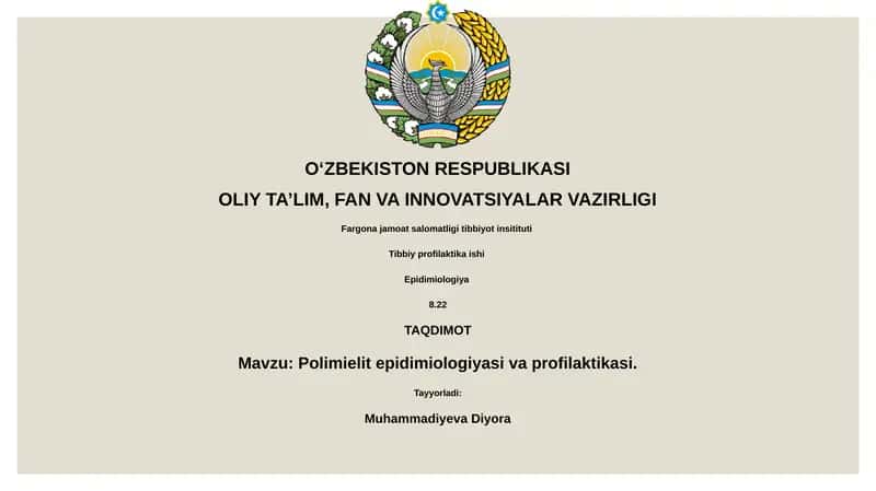 Polimielit epidimiologiyasi va profilaktikasi 1