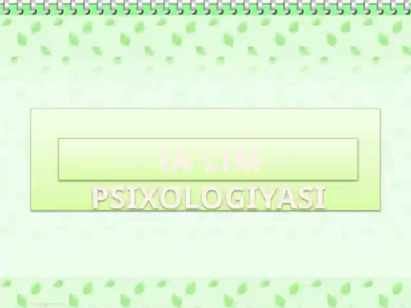Ta`lim Psixologiyasi