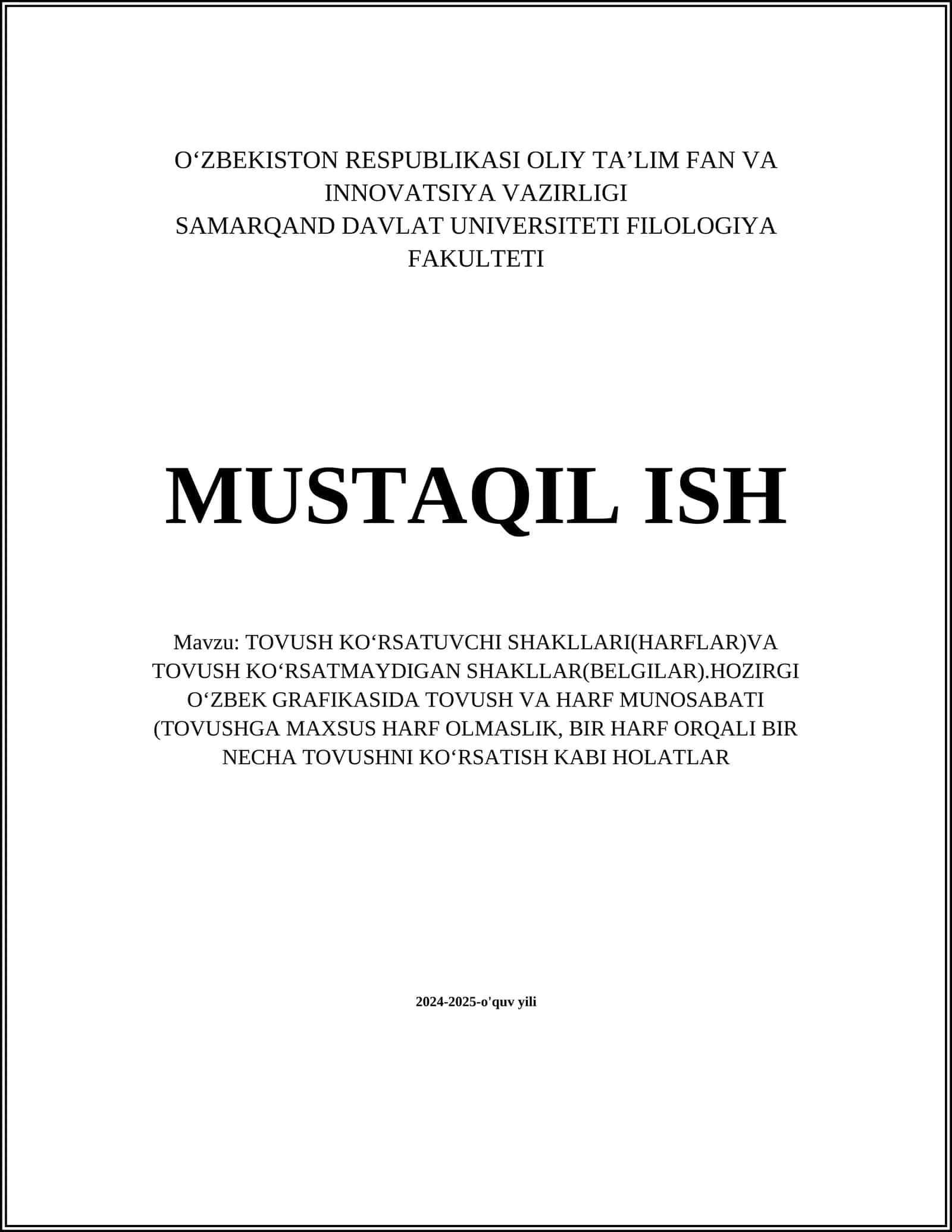 Tovush ko'rsatuvchi shakllar va ularning o'ziga xosligi 1