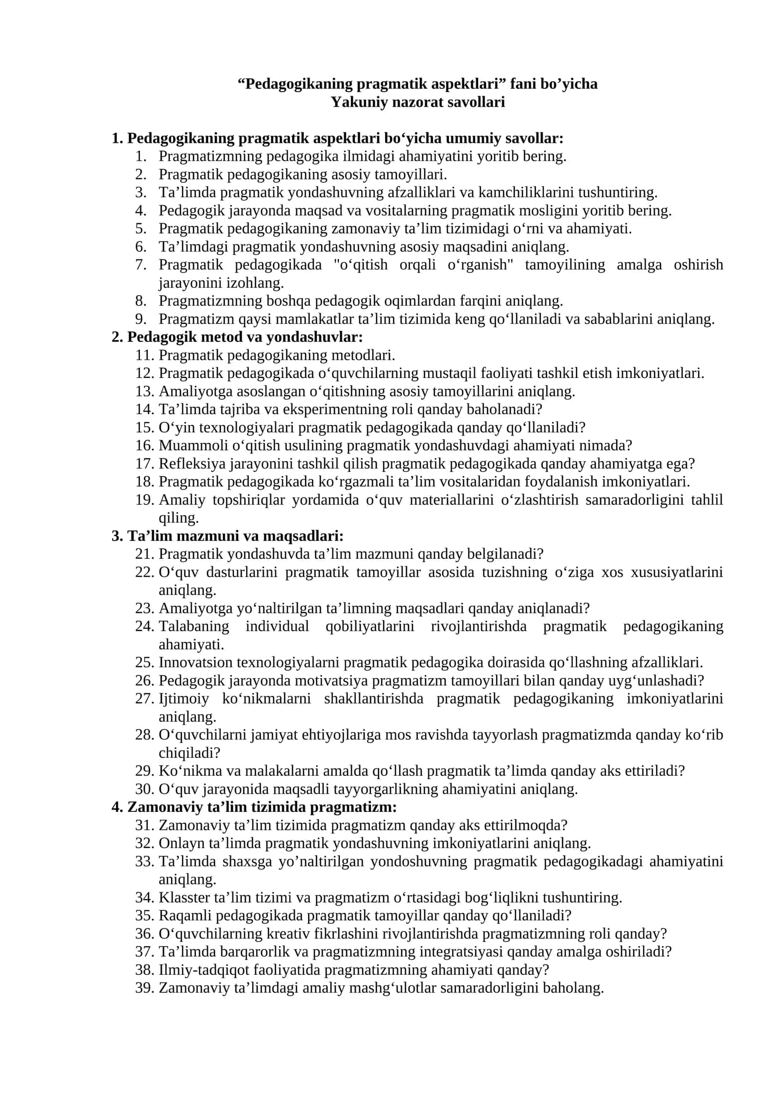 Pedagogikaning pragmatik aspektlari 1