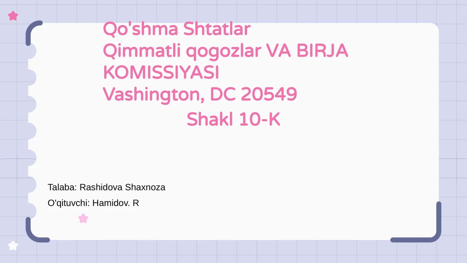 10-K Shakli nima? 1