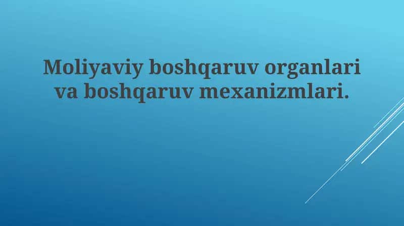 Moliyaviy boshqaruv organlari va boshqaruv mexanizmlari 1