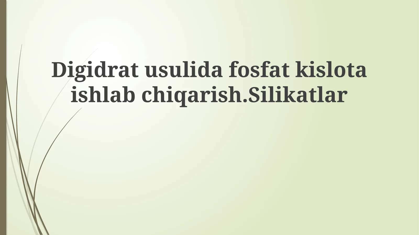 Dihidrat Metodi Yordamida Fosfat Kislotasini Ishlab Chiqarish 1