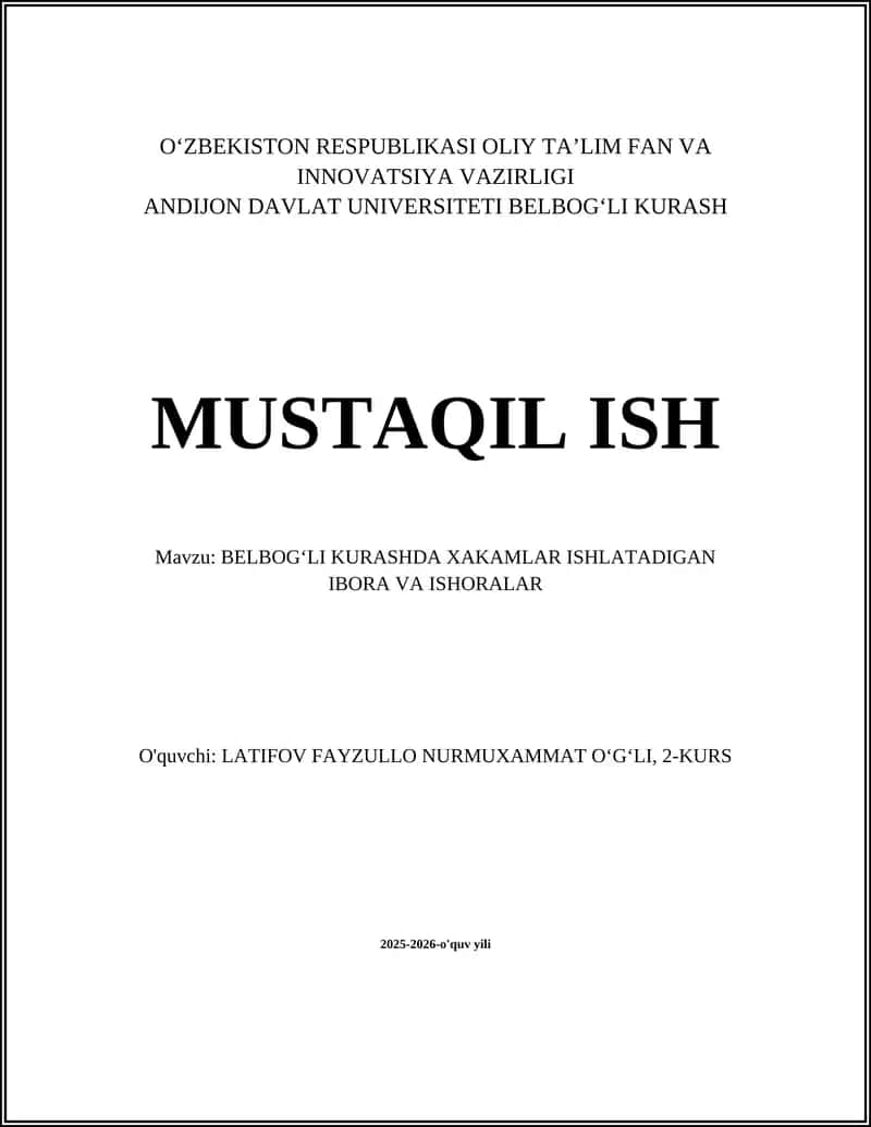 BELBOGʻLI KURASHDA XAKAMLAR ISHLATADIGAN IBORA VA ISHORALAR 1