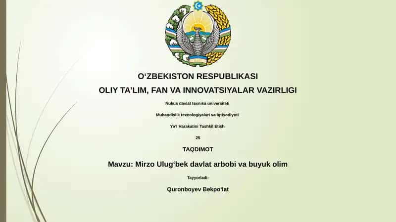 Mirzo Ulugʻbek davlat arbobi va buyuk olim 1