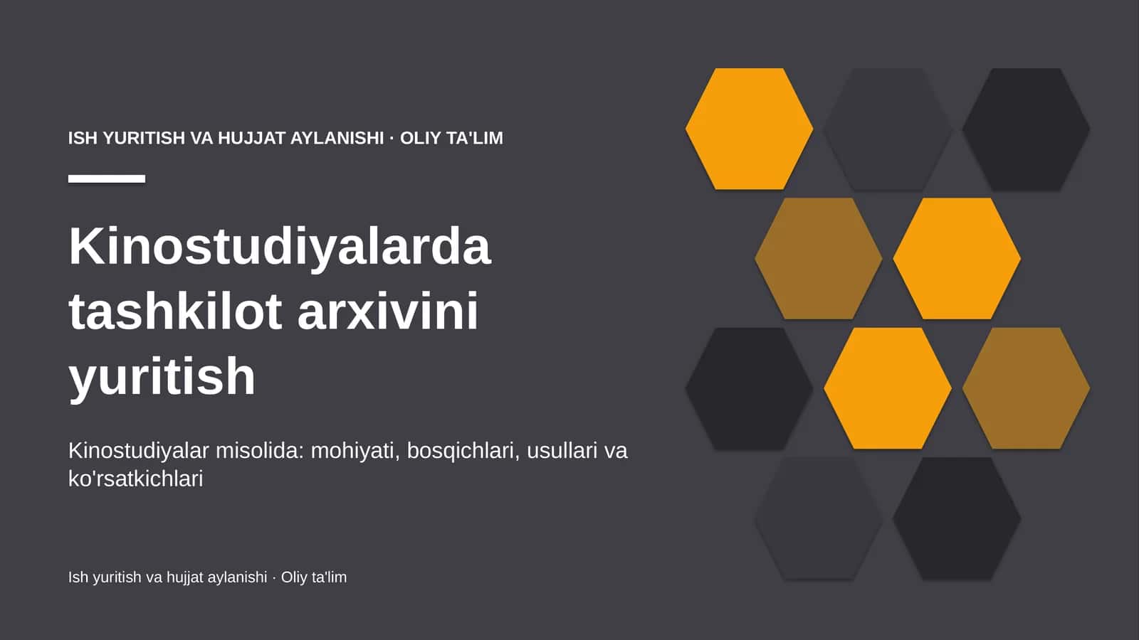 Kinostudiyalarda tashkilot arxivini yuritish 1