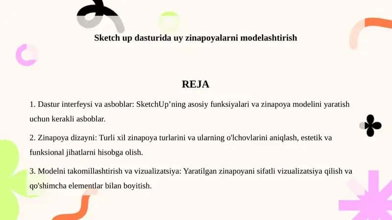 Sketch up dasturida uy zinapoyalarni modelashtirish 1